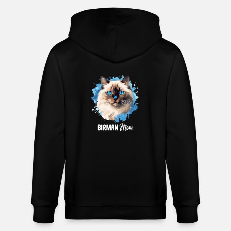 Birman Cat Birma Katze - Stanley/Stella CULTIVATOR Unisex Organic Hooded Jacket - black