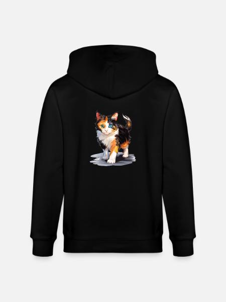 Calico Cat Lucky Cat - Stanley/Stella CULTIVATOR  Unisex Organic Hooded Jacket - black