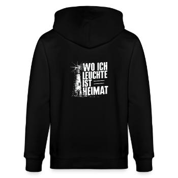 Der Leuchtturm, ein Zeichen der Küste und Heimat - Stanley/Stella Unisex Bio-Kapuzenjacke CULTIVATOR  - Schwarz - Hinten - Anna (173cm)