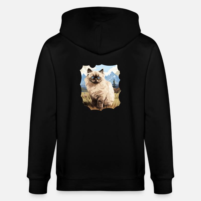 Himalayan Cat Colourpoint Katze - Stanley/Stella CULTIVATOR  Unisex Organic Hooded Jacket - black