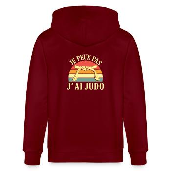I can't I judo judoka Japanese martial art - Stanley/Stella CULTIVATOR  Unisex Organic Hooded Jacket - burgundy - Back - Anna (173cm)