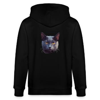 Chat bleu russe Russisch Blau Katze - Veste à capuche bio CULTIVATOR Stanley/Stella Unisexe - noir - Dos - Anna (173cm)