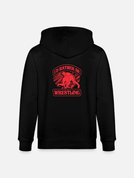 I'd rather be Wrestling - Stanley/Stella CULTIVATOR Unisex Organic Hooded Jacket - black