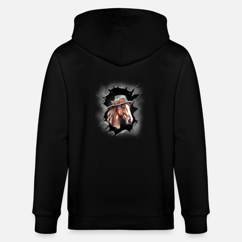 Pferd Pferdekopf Pferd Pony - Stanley/Stella Unisex Bio-Kapuzenjacke CULTIVATOR  - Schwarz