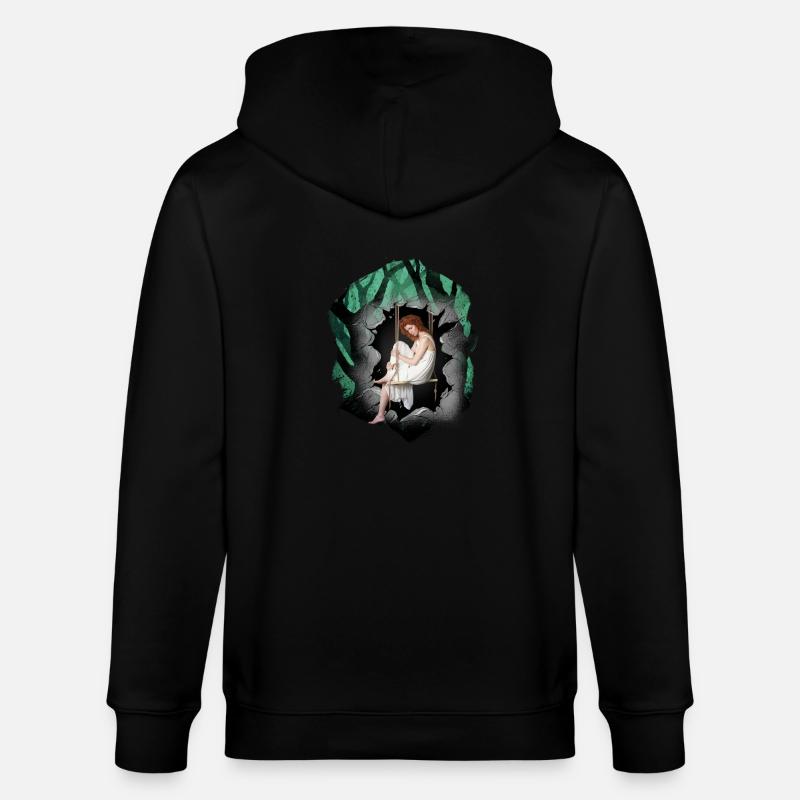 Mädchen Wald Sinnlich Romantisch - Stanley/Stella Unisex Bio-Kapuzenjacke CULTIVATOR  - Schwarz