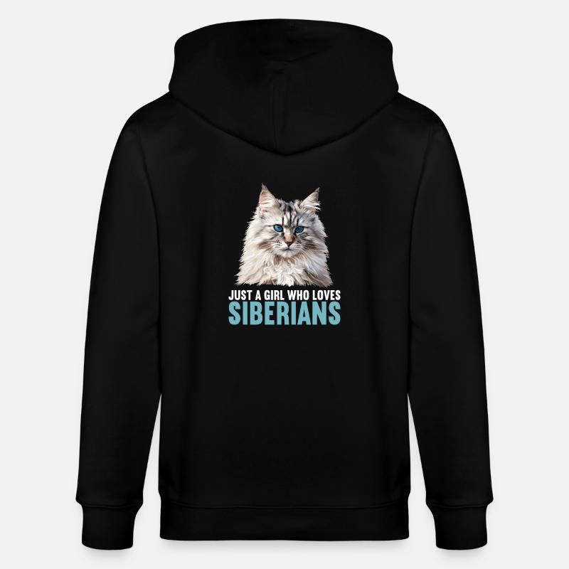 Chat Sibérien Sibirische Katze - Veste à capuche bio CULTIVATOR Stanley/Stella Unisexe - noir