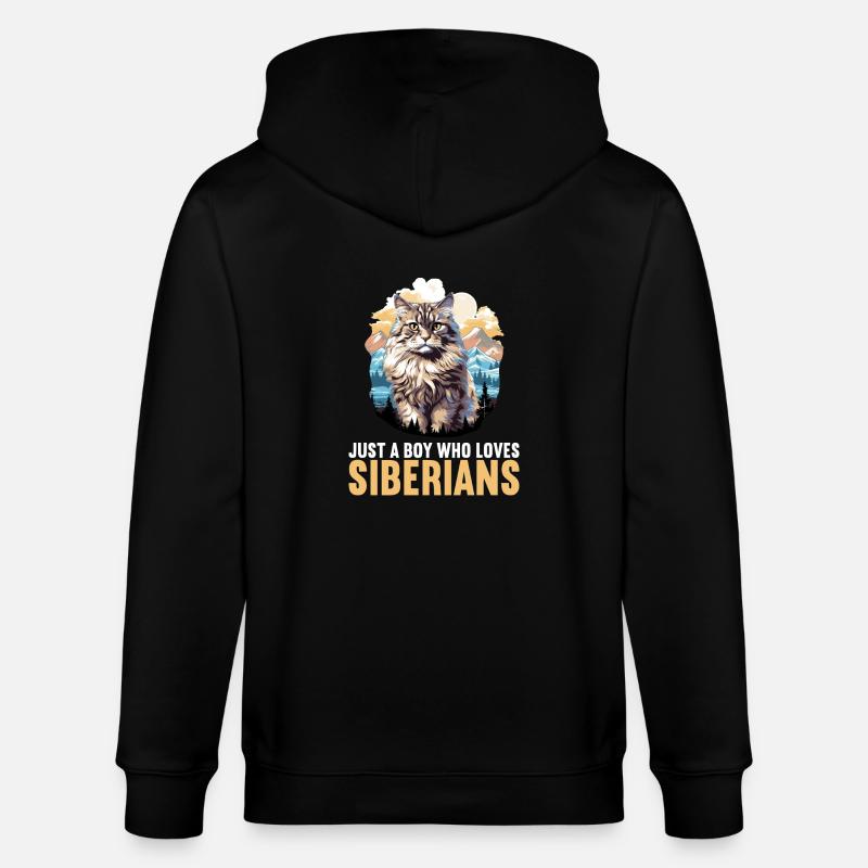 Chat Sibérien Sibirische Katze - Veste à capuche bio CULTIVATOR Stanley/Stella Unisexe - noir