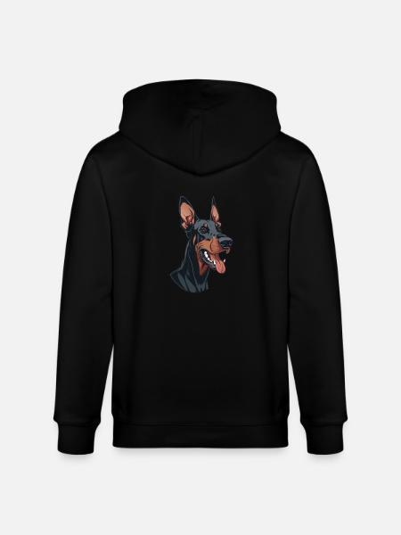Doberman Cartoon Artwork - Stanley/Stella CULTIVATOR  Unisex Organic Hooded Jacket - black