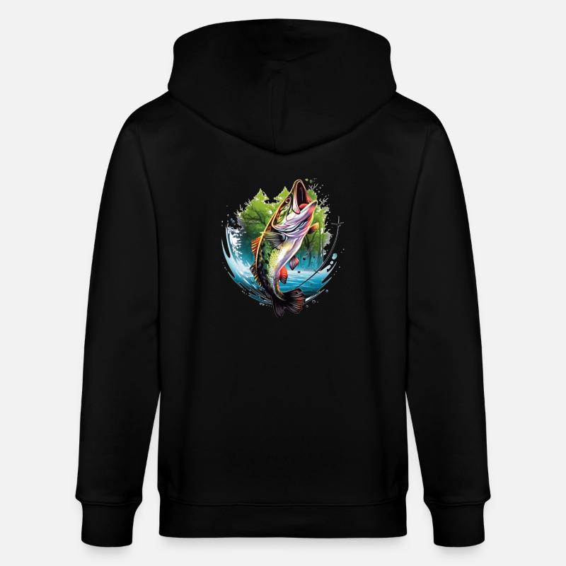 Poisson bar - Veste à capuche bio CULTIVATOR Stanley/Stella Unisexe - noir