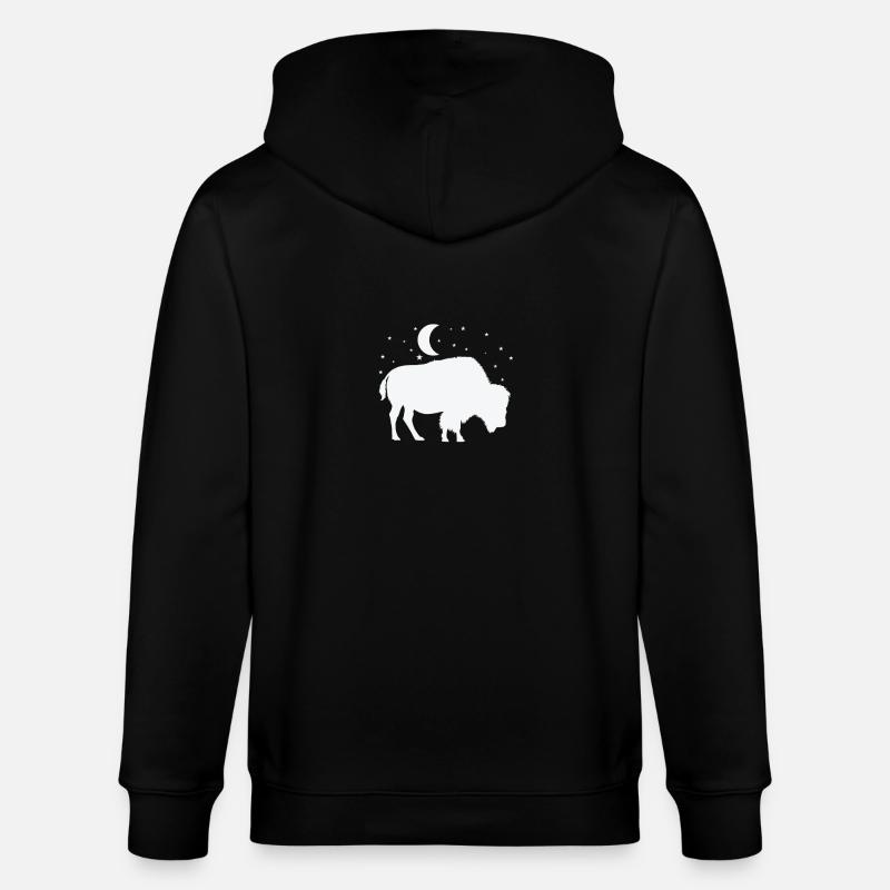 Bison im Mondschein - Stanley/Stella Unisex Bio-Kapuzenjacke CULTIVATOR  - Schwarz
