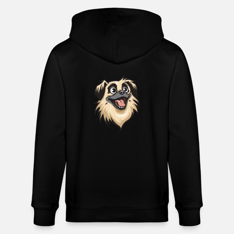 Pékinois | Illustration de dessin animé - Veste à capuche bio CULTIVATOR Stanley/Stella Unisexe - noir