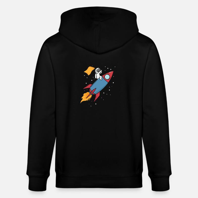 Astronaut on a rocket - Stanley/Stella CULTIVATOR  Unisex Organic Hooded Jacket - black
