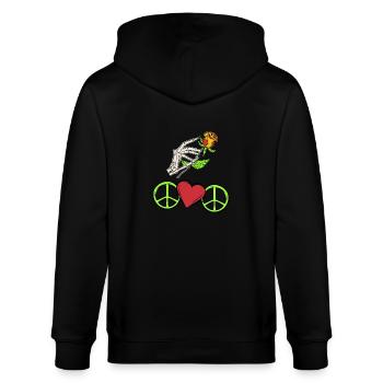 Peace Friedenssymbol Frieden - Stanley/Stella Unisex Bio-Kapuzenjacke CULTIVATOR  - Schwarz - Hinten - Anna (173cm)