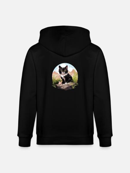 Tuxedo Kitten Tuxedo Cat - Stanley/Stella CULTIVATOR  Unisex Organic Hooded Jacket - black