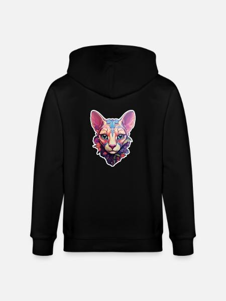 Sphynx Cat Head - Stanley/Stella CULTIVATOR  Unisex Organic Hooded Jacket - black