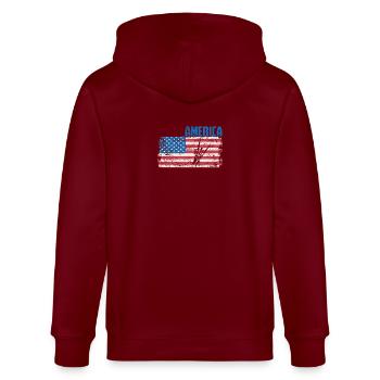 USA America Rock Music - Stanley/Stella CULTIVATOR  Unisex Organic Hooded Jacket - burgundy - Back - Anna (173cm)