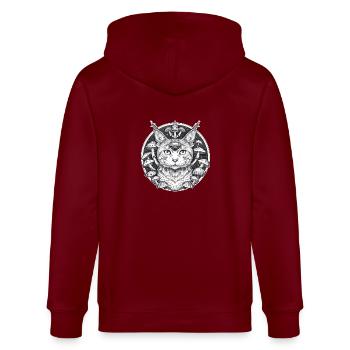 Mystical cats in a parallel world with mushrooms - Stanley/Stella CULTIVATOR  Unisex Organic Hooded Jacket - burgundy - Back - Anna (173cm)