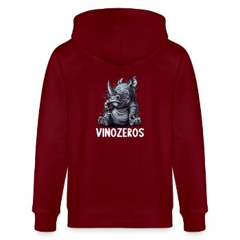 Vinozeros Weinkenner Weintrinker Weinliebhaber - Stanley/Stella Unisex Bio-Kapuzenjacke CULTIVATOR  - Burgunderrot - Hinten - Anna (173cm)