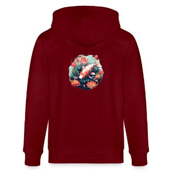Vintage 80er Retro Japanisch Asiatisch Koi Karpfen - Stanley/Stella Unisex Bio-Kapuzenjacke CULTIVATOR  - Burgunderrot - Hinten - Anna (173cm)