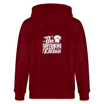 Le super-héros dans la cuisine - Veste à capuche bio CULTIVATOR Stanley/Stella Unisexe - bordeaux - Dos - Anna (173cm)
