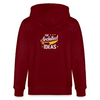 The Architect of Ideas - Stanley/Stella Unisex Bio-Kapuzenjacke CULTIVATOR  - Burgunderrot - Hinten - Anna (173cm)