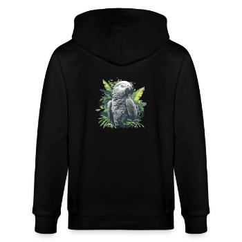 Graupapageien Graupapagei - Stanley/Stella Unisex Bio-Kapuzenjacke CULTIVATOR  - Schwarz - Hinten - Anna (173cm)