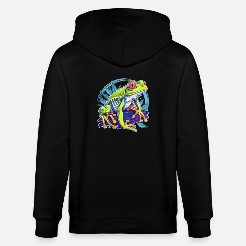 Tree Frog Baumfrösche Baumfrosch - Stanley/Stella Unisex Bio-Kapuzenjacke CULTIVATOR  - Schwarz