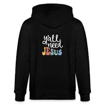 Y'all Need Jesus christlicher Glaube Bibel Spruch - Stanley/Stella Unisex Bio-Kapuzenjacke CULTIVATOR  - Schwarz - Hinten - Anna (173cm)