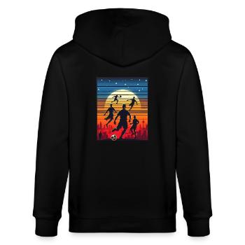 Fußballspieler 2024 - Stanley/Stella Unisex Bio-Kapuzenjacke CULTIVATOR  - Schwarz - Hinten - Anna (173cm)