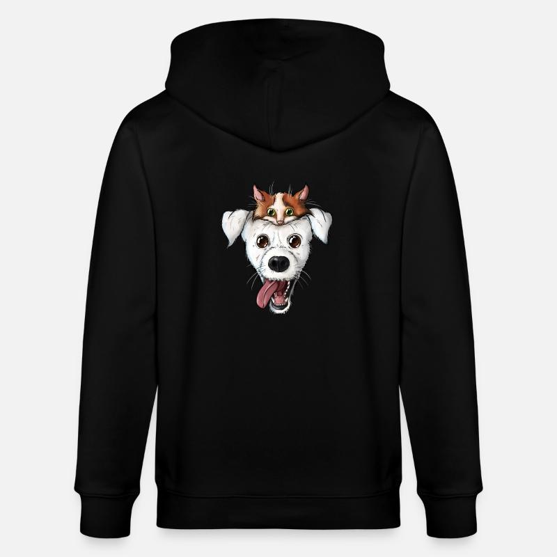 Visage de chien chat - Veste à capuche bio CULTIVATOR Stanley/Stella Unisexe - noir