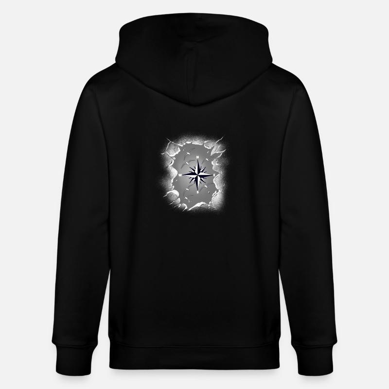 Möwen Möwe Kompass maritim - Stanley/Stella Unisex Bio-Kapuzenjacke CULTIVATOR  - Schwarz