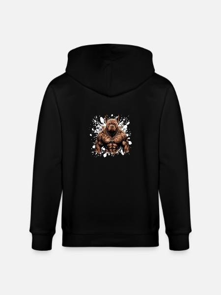 Dog Pit Muscles Bodybuilding Beast - Stanley/Stella CULTIVATOR Unisex Organic Hooded Jacket - black