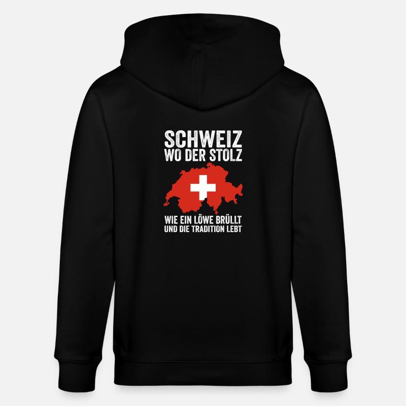 Schweizer Schweiz - Stanley/Stella Unisex Bio-Kapuzenjacke CULTIVATOR - Schwarz