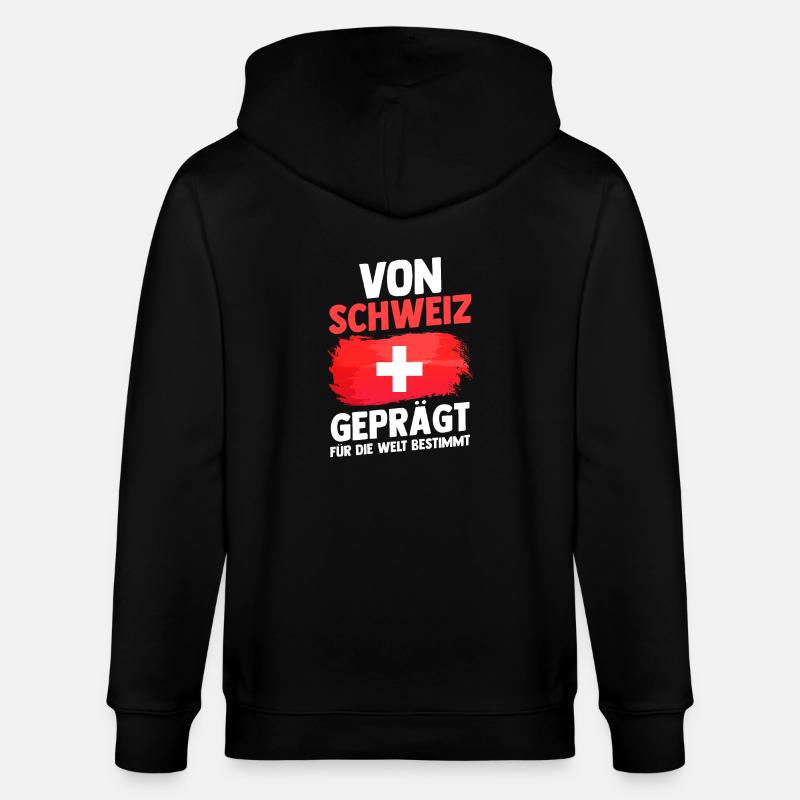 Schweizer Schweiz - Stanley/Stella Unisex Bio-Kapuzenjacke CULTIVATOR  - Schwarz