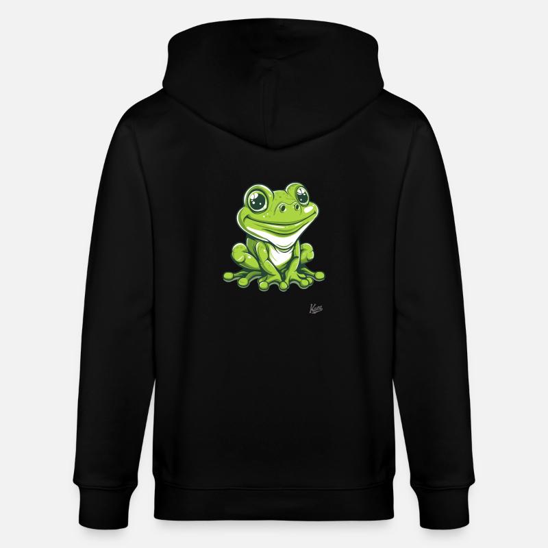 Grenouille heureuse mignonne - Veste à capuche bio CULTIVATOR Stanley/Stella Unisexe - noir