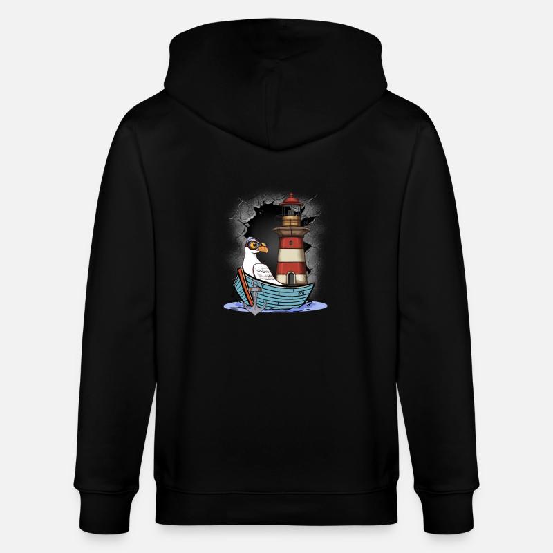 Möwe maritim Möwen Seevögel Leuchtturm - Stanley/Stella Unisex Bio-Kapuzenjacke CULTIVATOR  - Schwarz
