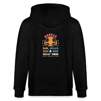 Greece Sommer Vibes - Stanley/Stella Unisex Bio-Kapuzenjacke CULTIVATOR  - Schwarz - Hinten - Anna (173cm)