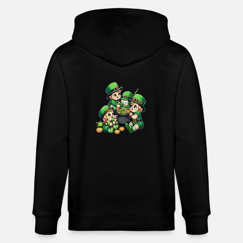 Happy Leprechaun (Irish Leprechaun) Bébés - Veste à capuche bio CULTIVATOR Stanley/Stella Unisexe - noir