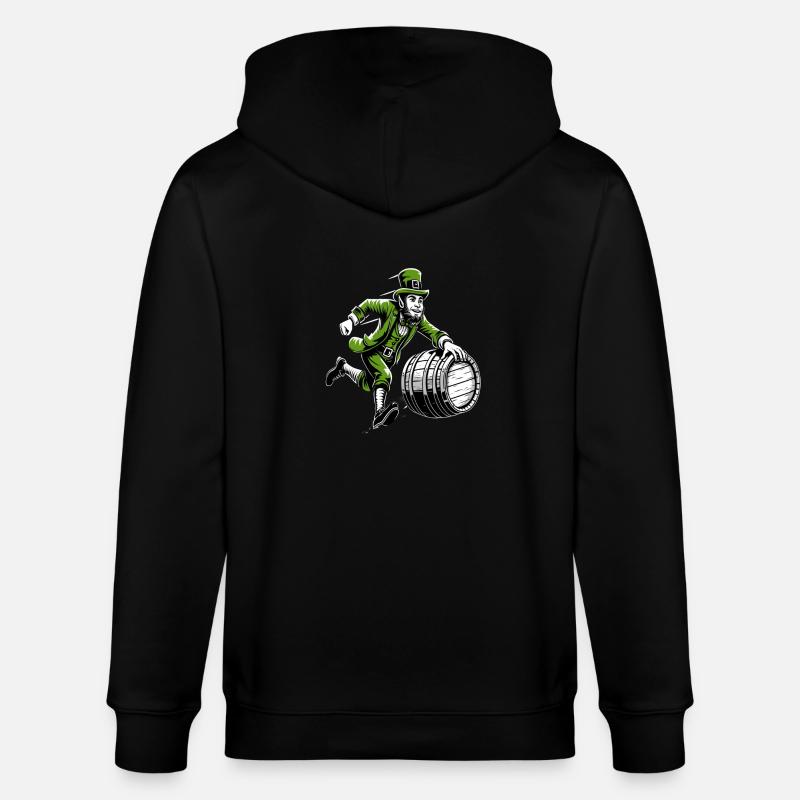 Fassschiebender Leprechaun (Irischer Kobold) - Stanley/Stella Unisex Bio-Kapuzenjacke CULTIVATOR  - Schwarz