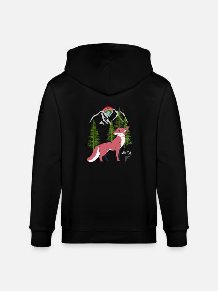 Fox Foxes Nature Fairy Tale - Stanley/Stella CULTIVATOR  Unisex Organic Hooded Jacket - black