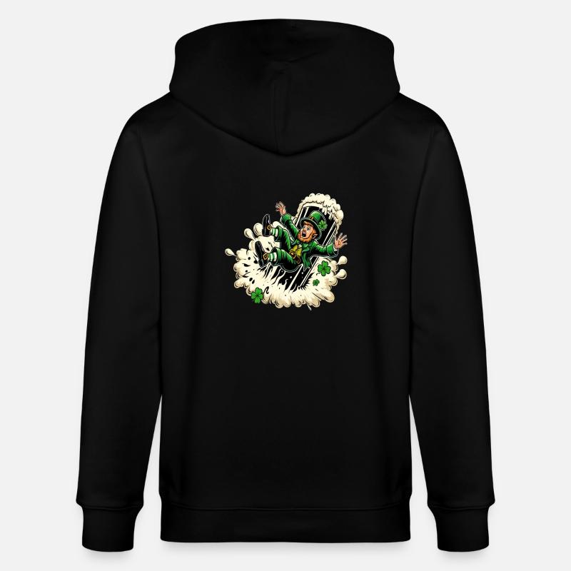 Fallender Leprechaun (Irischer Kobold) - Stanley/Stella Unisex Bio-Kapuzenjacke CULTIVATOR  - Schwarz