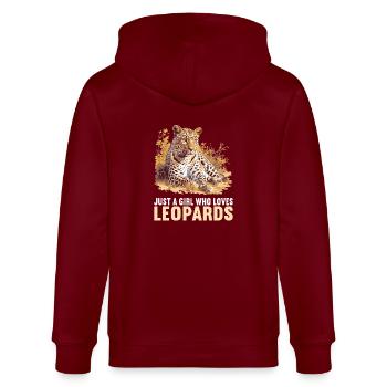 Leoparden Leopard - Stanley/Stella CULTIVATOR  Unisex Organic Hooded Jacket - burgundy - Back - Anna (173cm)