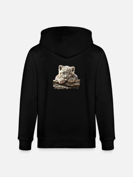 Snow Leopard Schneeleoparden Schneeleopard - Stanley/Stella CULTIVATOR  Unisex Organic Hooded Jacket - black
