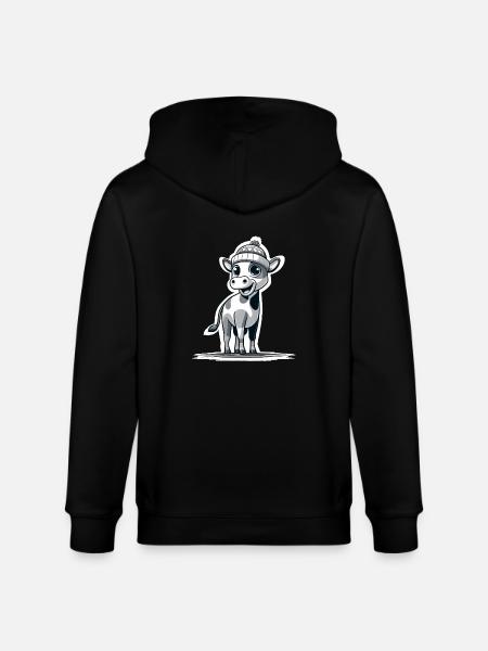 Calf with cap bk - Stanley/Stella CULTIVATOR  Unisex Organic Hooded Jacket - black
