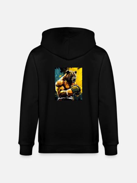 Grizzly Bear Boxer Boxing - Stanley/Stella CULTIVATOR  Unisex Organic Hooded Jacket - black