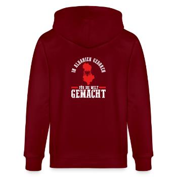 Albaner Albanisch Albanien - Stanley/Stella Unisex Bio-Kapuzenjacke CULTIVATOR  - Burgunderrot - Hinten - Anna (173cm)