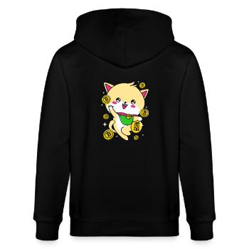 Maneki Neko Japan Glücksbringer - Stanley/Stella Unisex Bio-Kapuzenjacke CULTIVATOR  - Schwarz - Hinten - Anna (173cm)
