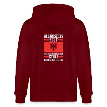 Albanians Albanian Albania - Stanley/Stella CULTIVATOR  Unisex Organic Hooded Jacket - burgundy - Back - Anna (173cm)
