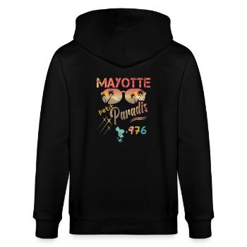 idee cadeau design graphique carte de Mayotte 976 - Veste à capuche bio CULTIVATOR Stanley/Stella Unisexe - noir - Dos - Anna (173cm)