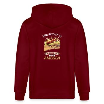 Ant Ameisen Ameise - Stanley/Stella Unisex Bio-Kapuzenjacke CULTIVATOR  - Burgunderrot - Hinten - Anna (173cm)